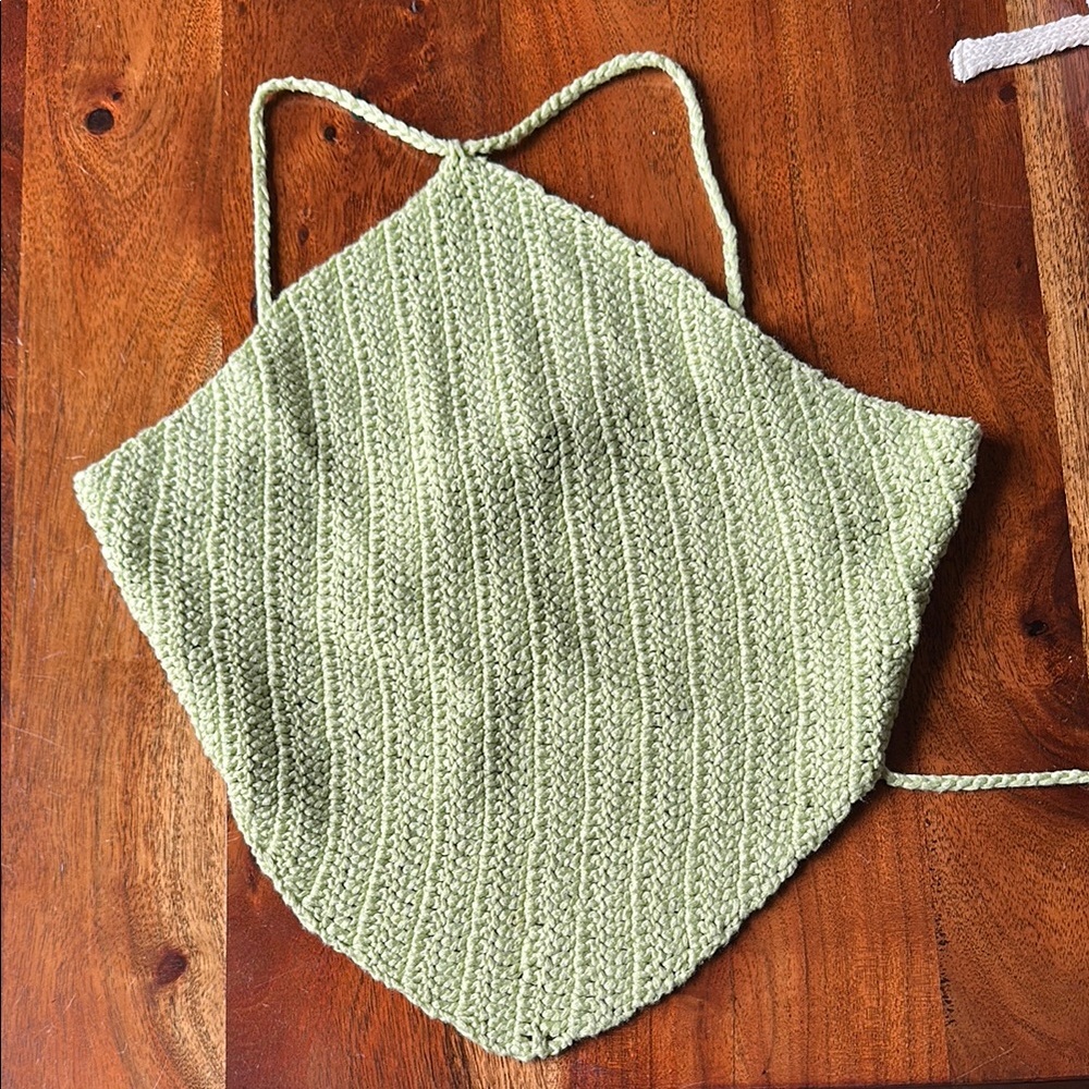 Princess Polly Light Green Crochet Halter Top